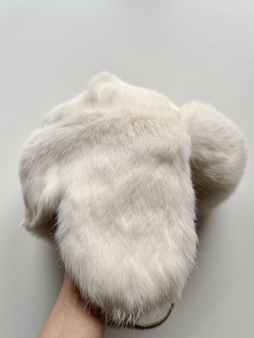 White Real Rabbit Fur Trapper Hat - Picture 6 of 15